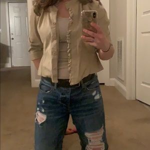 Khaki ruffle “blazer”